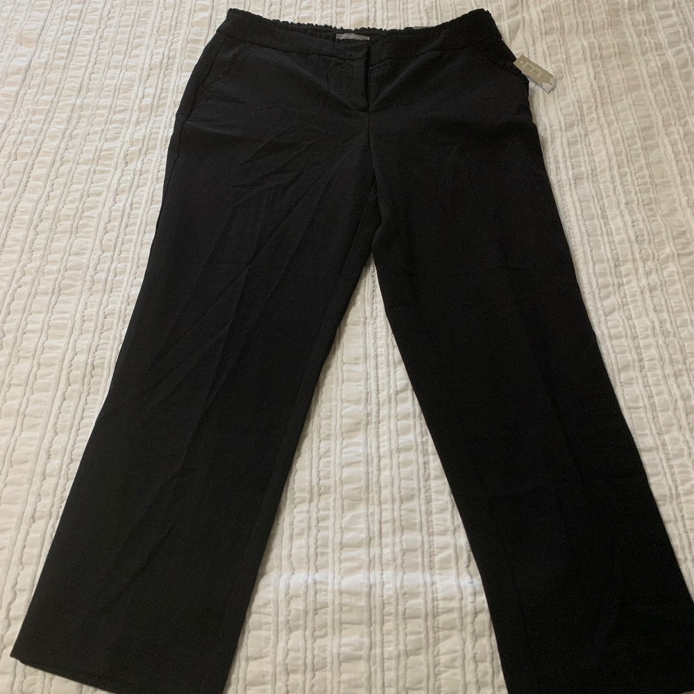 Maurice’s Crop Black Dress Pant Ruffled top and around pockets NWT
